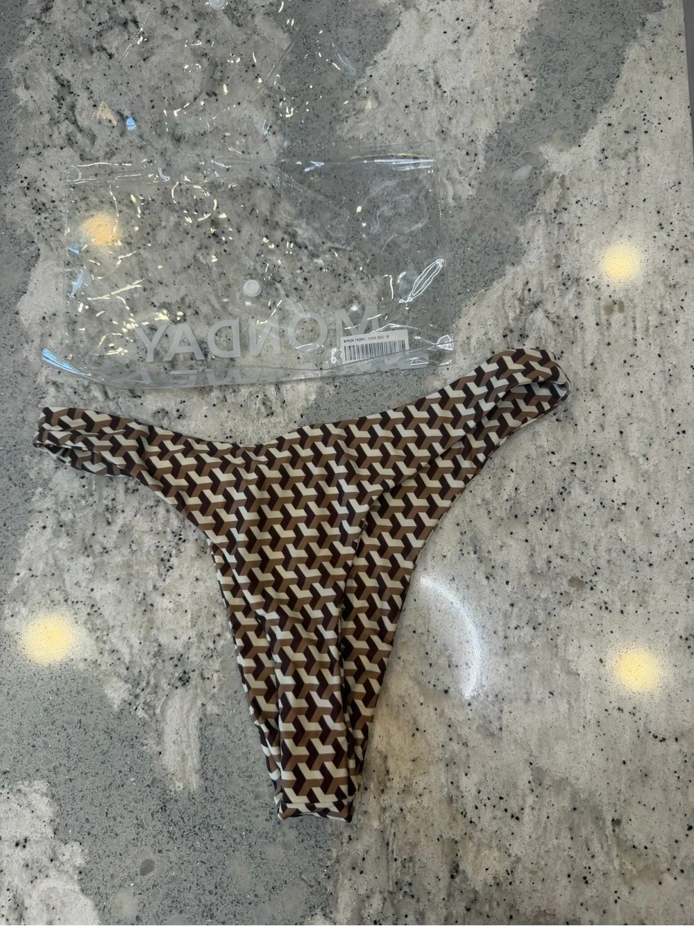 Monday swimwear Byron thong husk Geo size medium